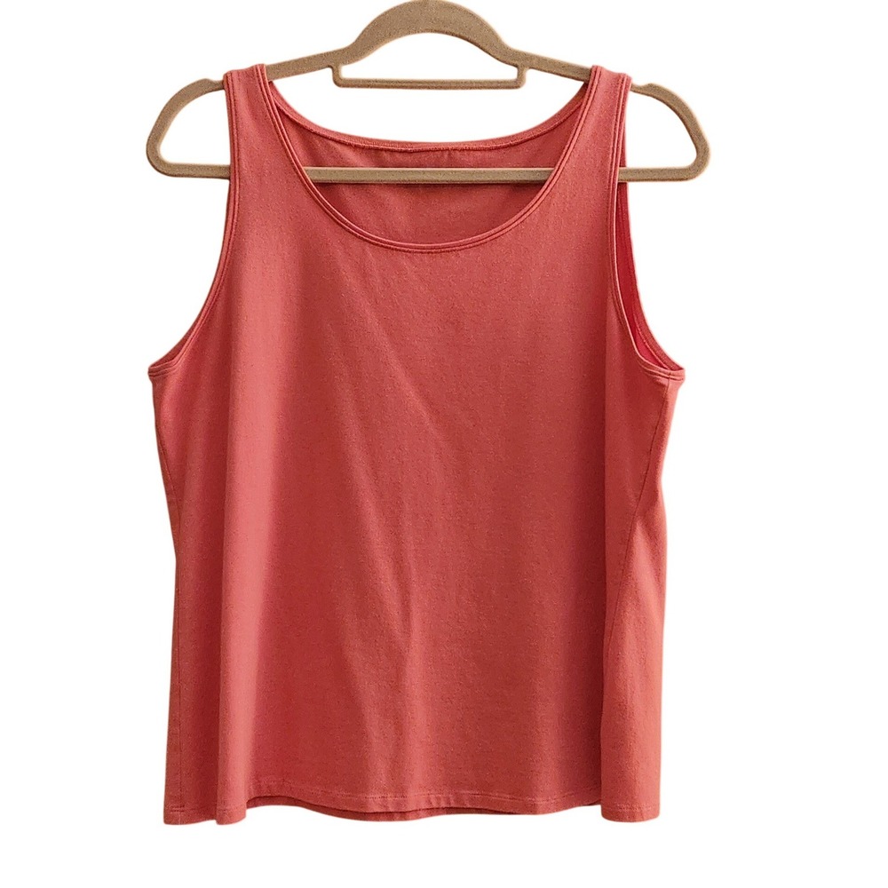 Eileen Fisher Coral Pink Organic Cotton Stretch Tank Top 90% Organic Cotton Sz L